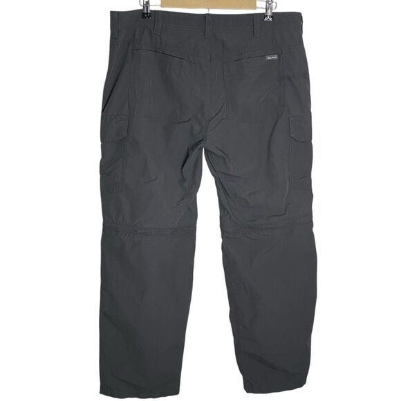Eddie Bauer Pants Mens 38x32 Gray Travex Convertible Cargo Zip Off Lightweight - Picture 2 of 16